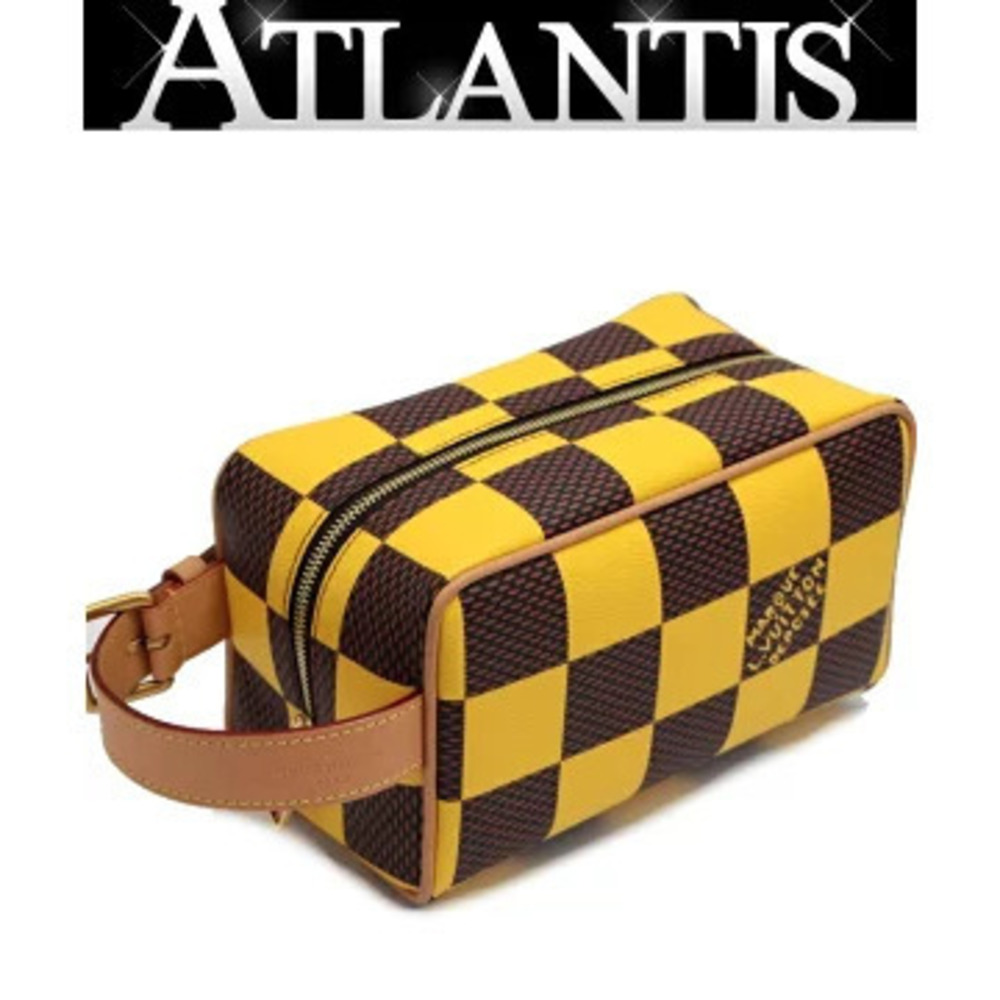 Louis Vuitton Locker Dopp Shoulder Bag Yellow Damier
